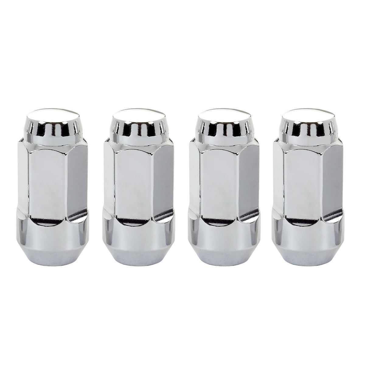 McGard Hex Lug Nut (Cone Seat Bulge Style) M14X1.5 / 22mm Hex / 1.945in. Length (4-Pack) - Chrome - 64033