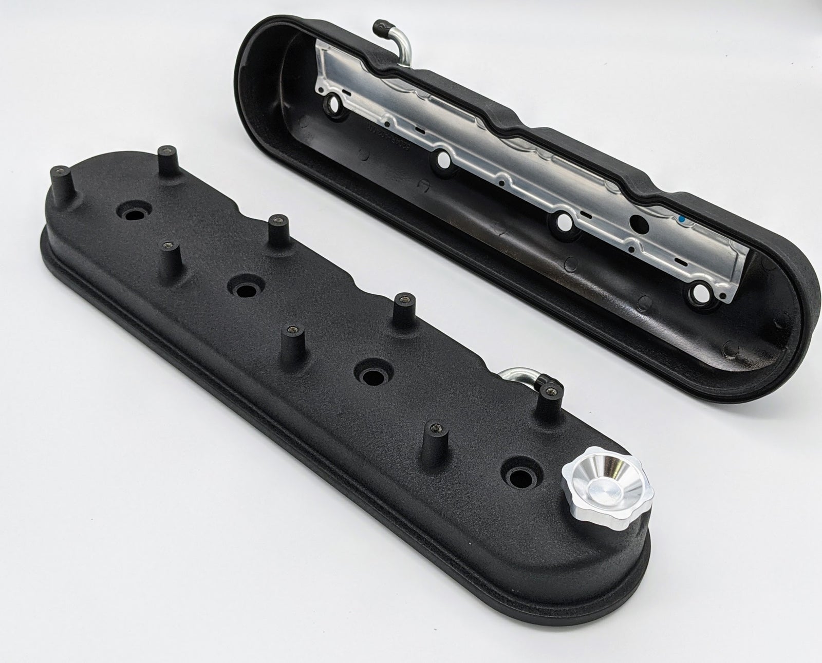 Granatelli 96-22 GM LS Tall Valve Cover w/Angled Coil Mounts - Black Wrinkle (Pair) - 640362