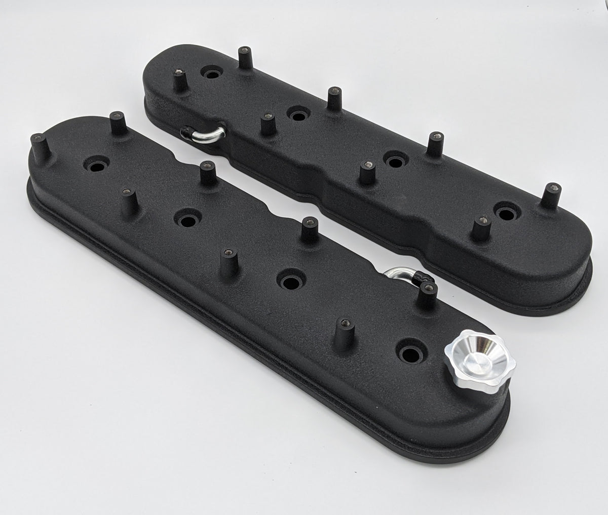 Granatelli 96-22 GM LS Tall Valve Cover w/Angled Coil Mounts - Black Wrinkle (Pair) - 640362