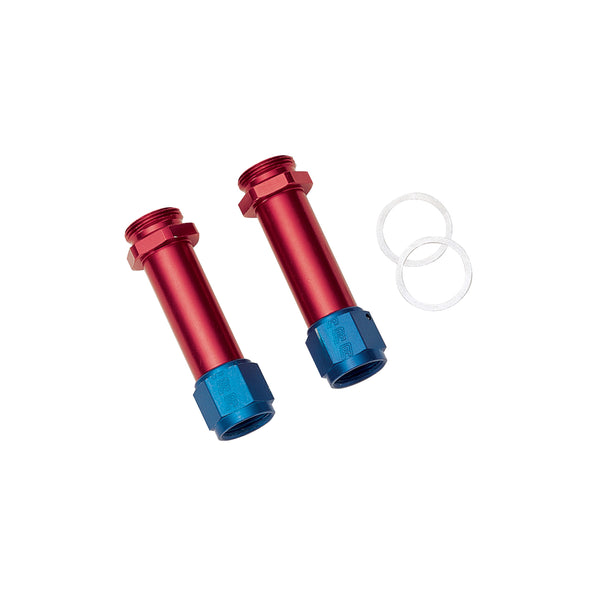 Russell Performance -8 AN Carb Inlet Fittings (2 pcs.) (Red/Blue) - 640750 - front view