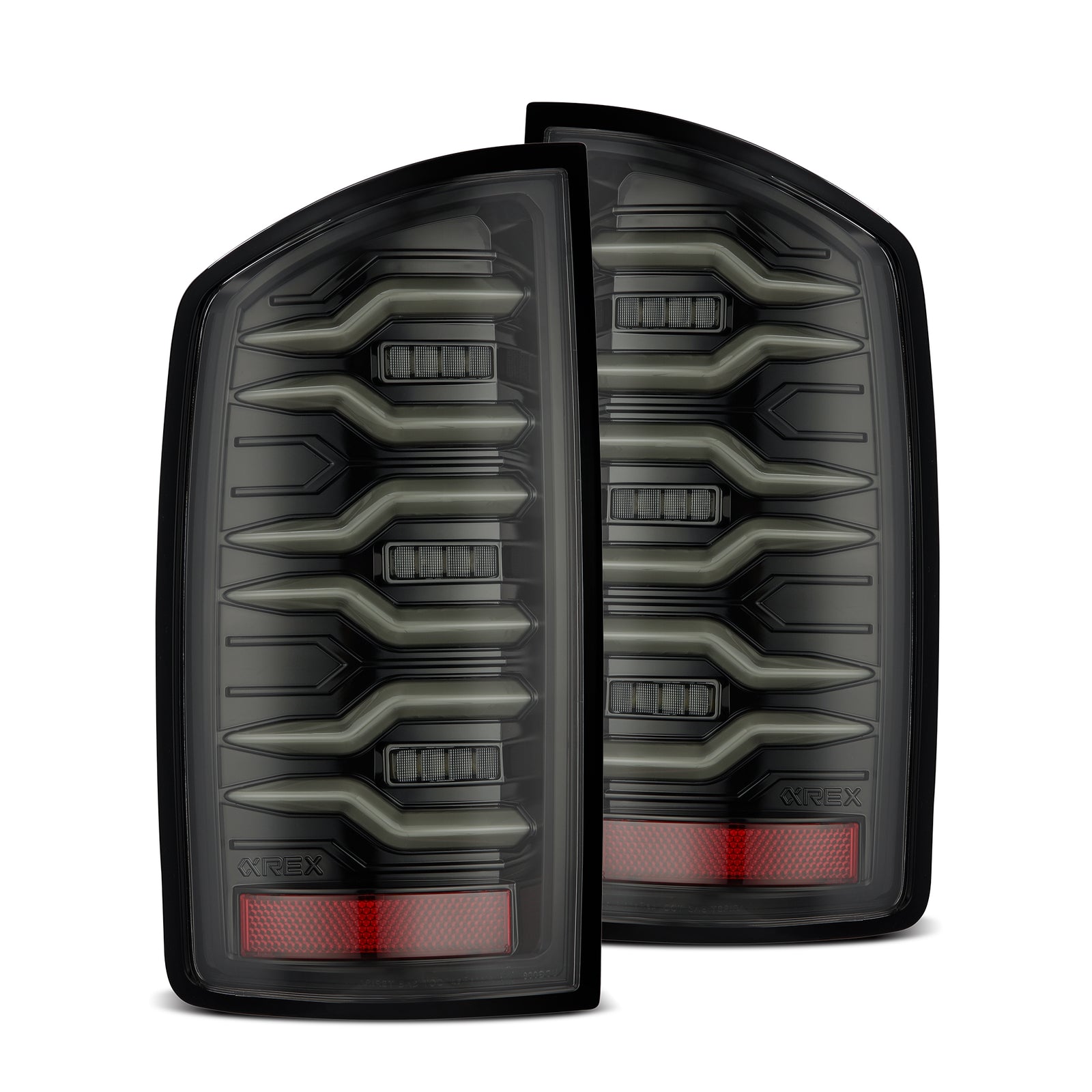AlphaRex 02-06 Dodge Ram1500/03-06 Dodge Ram 2500/3500 Truck LUXX-Series LED Tail Lights Alpha-Black - 641020