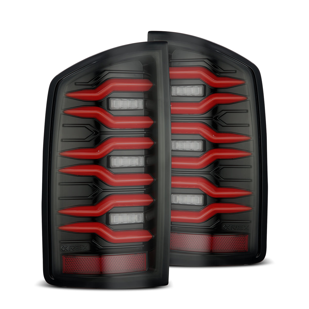 AlphaRex 02-06 Dodge Ram1500 + 03-06 Dodge Ram2500/3500 Luxx-Series LED Tail Lights (Pair) Black/Red - 641030