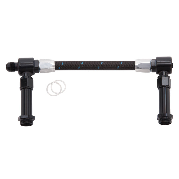 Russell Performance -8 AN to -8 AN ProClassic Holley 4150 Dual Inlet Carb Kit (Black/Silver) - 641153 - front view