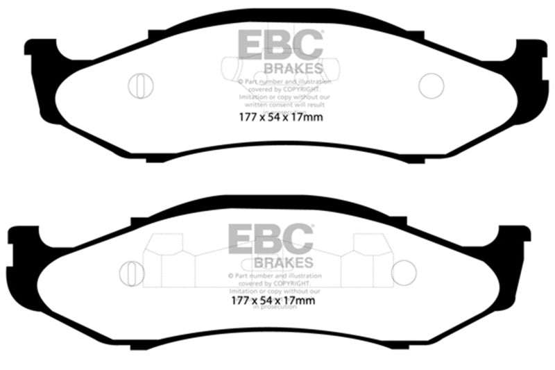 EBC 97-99 Jeep Cherokee 2.5 82mm High Rotors Greenstuff Front Brake Pads - DP61255