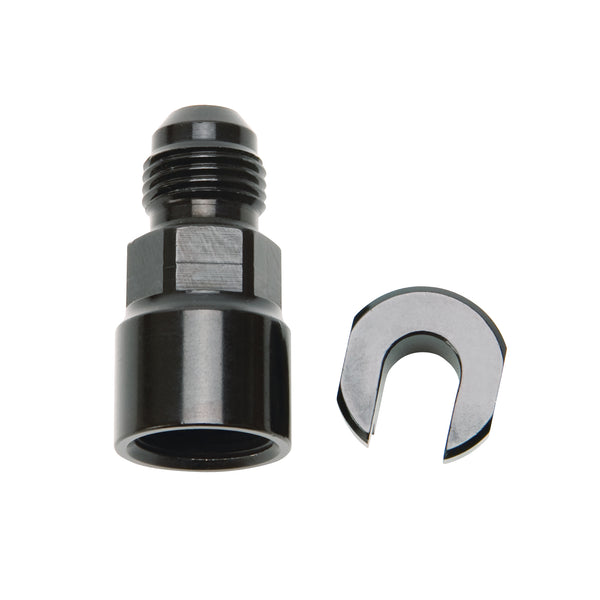 Russell Performance -6 AN Male to 5/16in SAE Quick-Disconnect Female (Black Single) - 644113 - front view