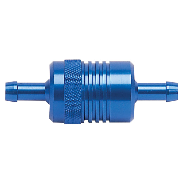 Russell Performance Blue Street Fuel Filter (3in Length 1-1/8in diameter 5/16in inlet/outlet) - 645080 - front view
