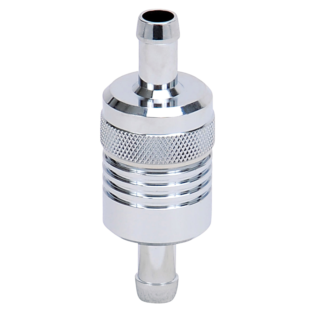Russell Performance Chrome Street Fuel Filter (3in Length 1-1/8in diameter 3/8in inlet/outlet) - 645120