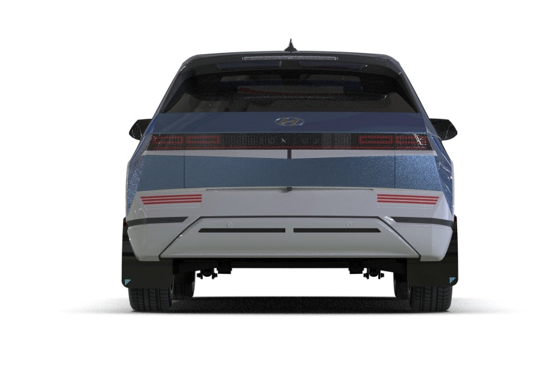 Rally Armor 22-24 Hyundai Ioniq 5 Black UR Mud Flap Silver Battery Logo - MF87-BAT-BLK-SIL