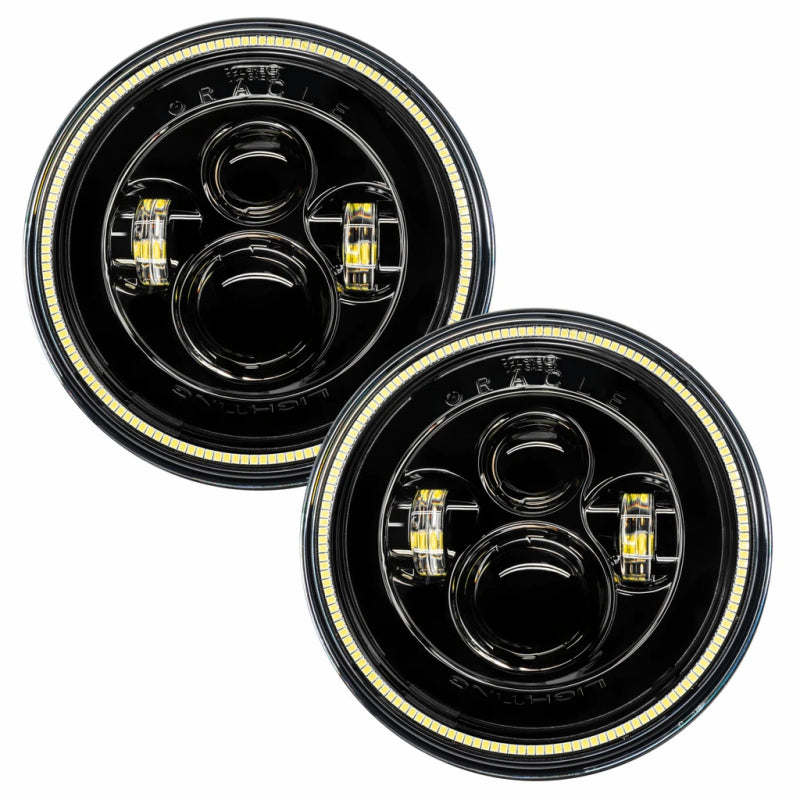 Oracle 7in High Powered LED Headlights - Black Bezel - White SEE WARRANTY - 5769-001