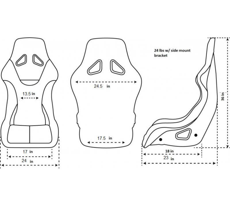 NRG FRP Bucket Seat Black - X Large - FRP-304BK-NRG - close-up view 2 3