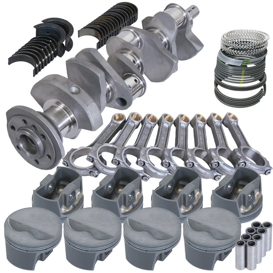 Eagle Chevy 350 3.480in Crank 5.700in I-Beam Rods -5cc Flat Top 4.030in Pistons Balanced Assembly - B62001030 - front view