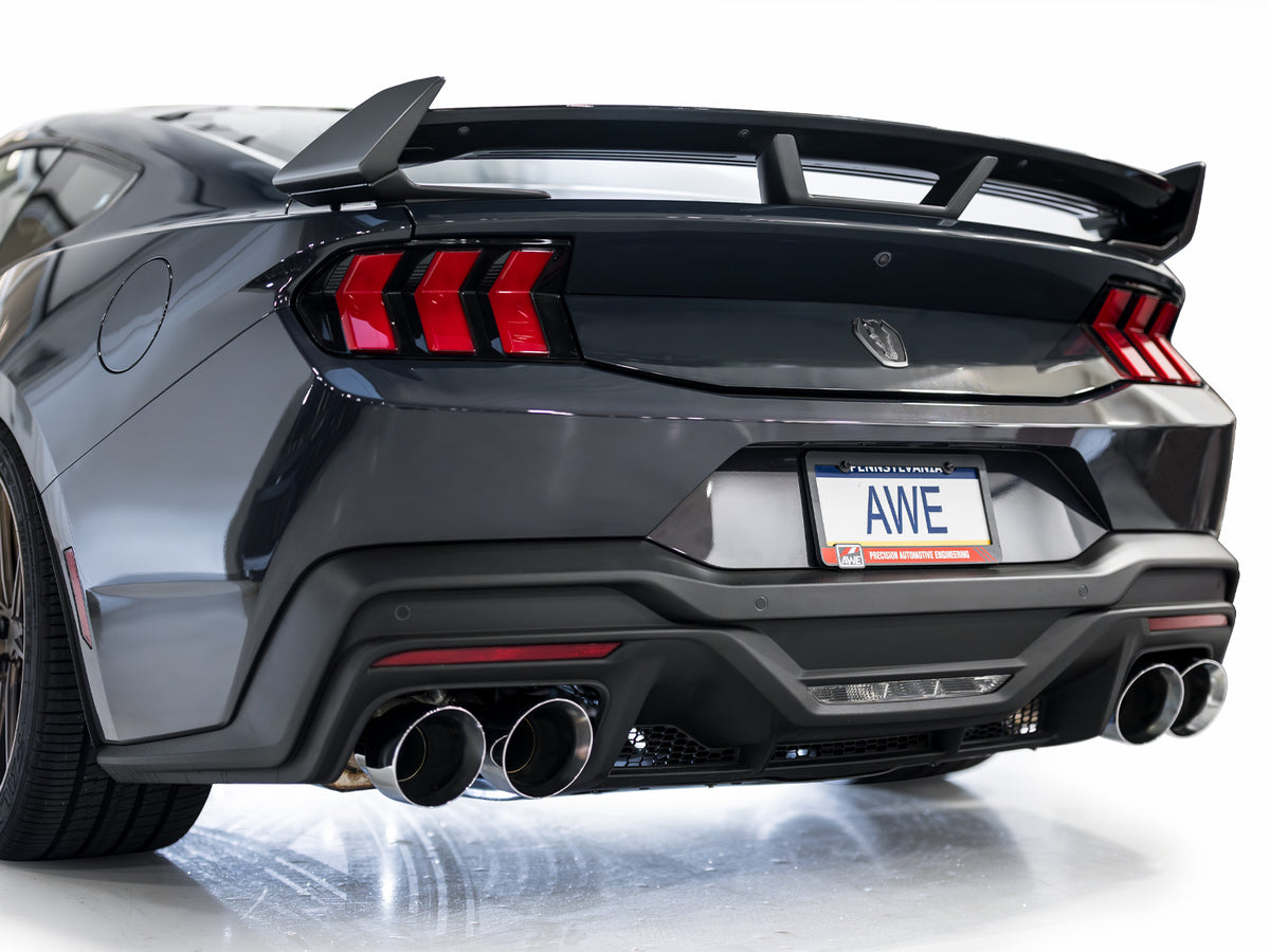 AWE 2024 Ford Mustang Dark Horse S650 RWD Track Edition Catback Exhaust w/ Quad Chrome Silver Tips - 3020-42375