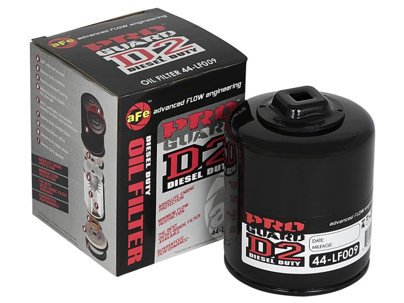 aFe Pro GUARD D2 Oil Filter 03-06 GM Trucks V8 4.8L/5.3L/6.0L (4 Pack) - 44-LF009-MB