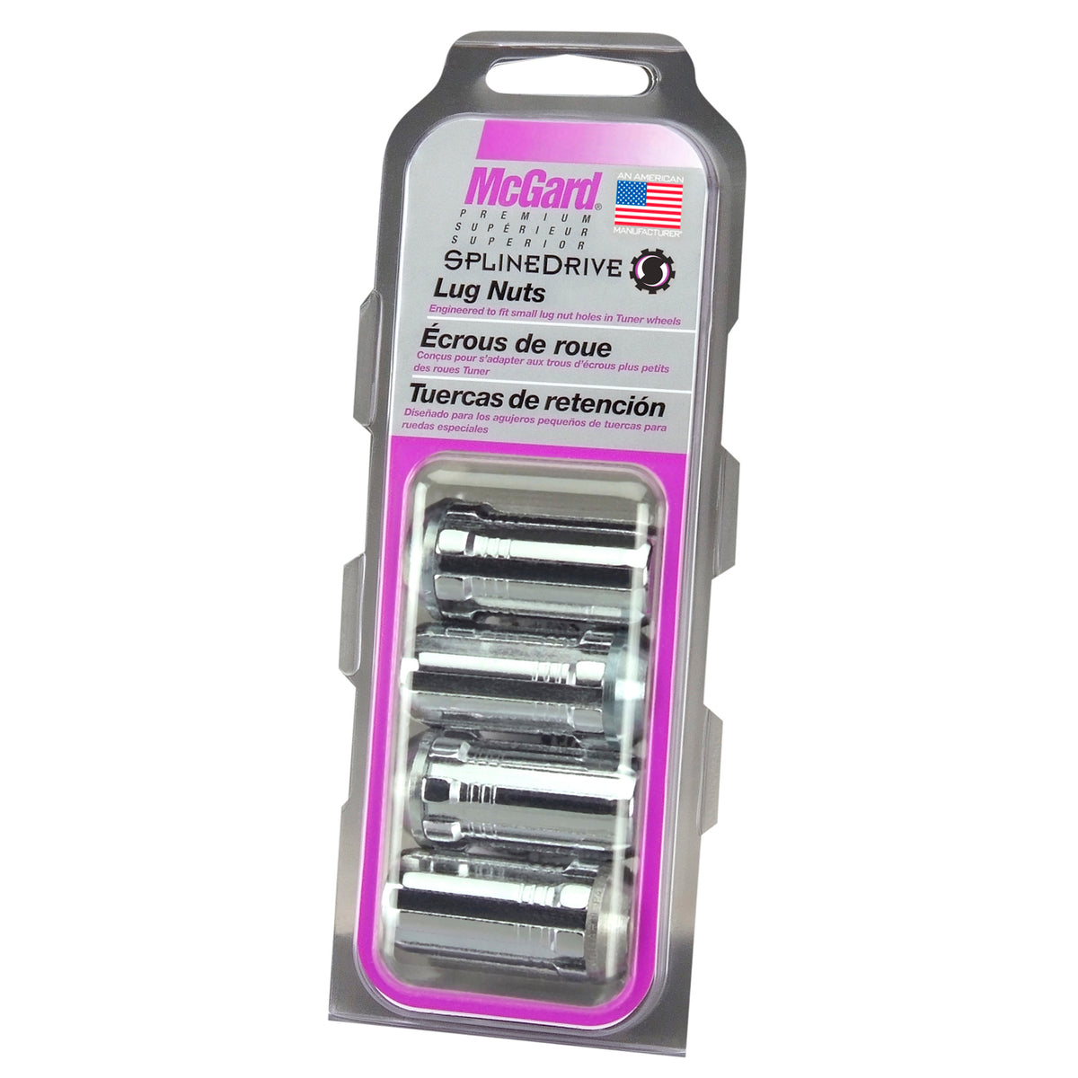 McGard SplineDrive Lug Nut (Cone Seat) 1/2-20 / 1.60in. Length (4-Pack) - Chrome (Req. Tool) - 65340