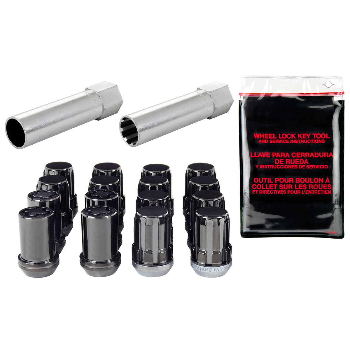 McGard SplineDrive Tuner 4 Lug Install Kit w/Locks & Tool (Cone) M12X1.25 / 13/16 Hex - Blk - 65454BK