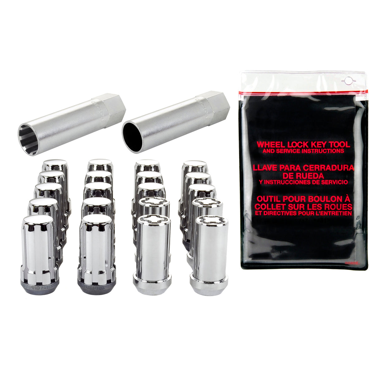 McGard SplineDrive Tuner 5 Lug Install Kit w/Locks & Tool (Cone) M14X1.5 / 1in. Hex - Chrome - 65510