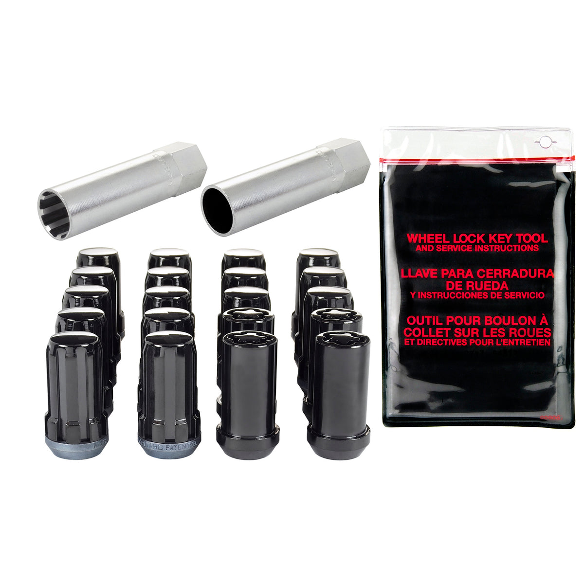 McGard SplineDrive Tuner 5 Lug Install Kit w/Locks & Tool (Cone) M14X1.5 / 1in. Hex - Blk - 65510BK