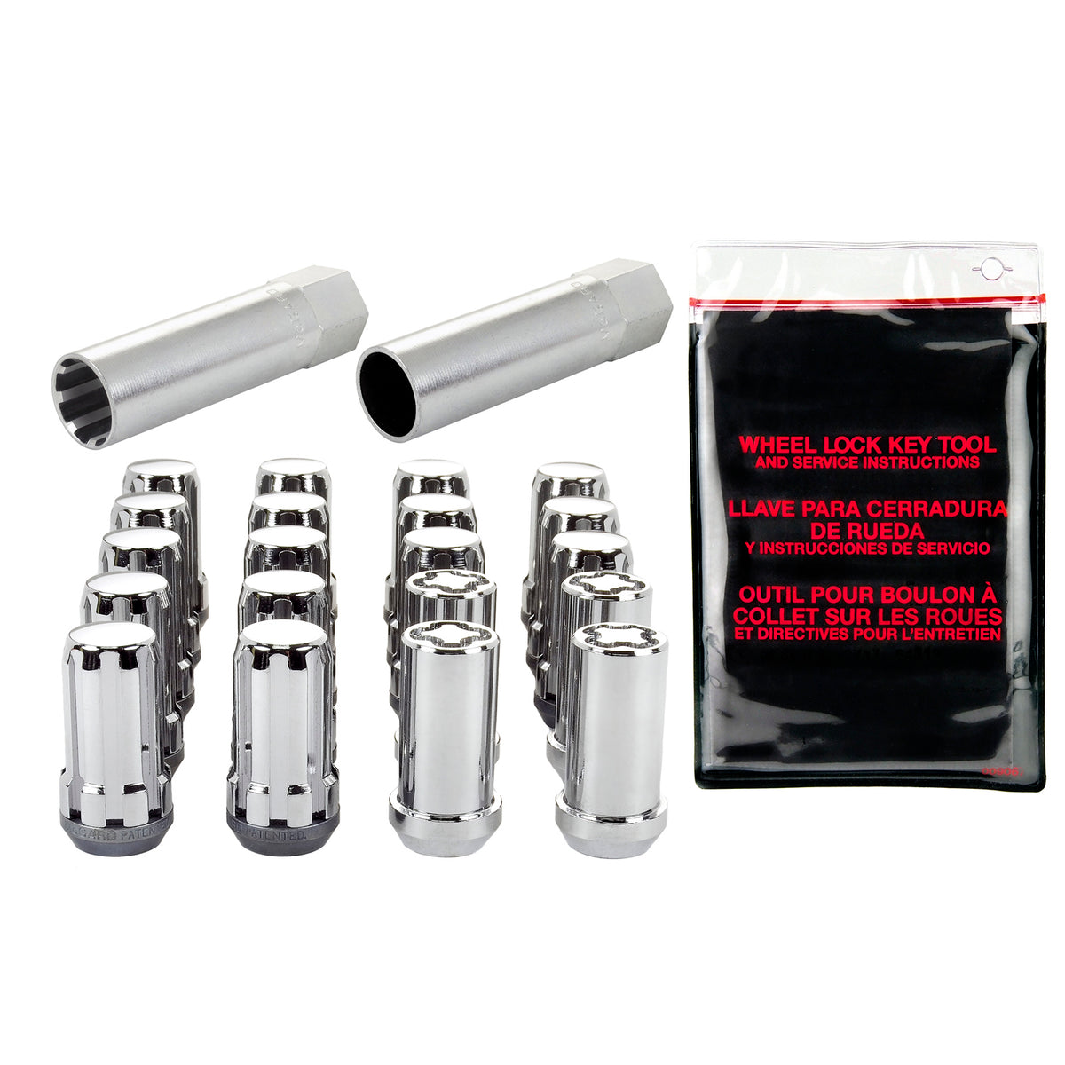 McGard SplineDrive Tuner 5 Lug Install Kit w/Locks & Tool (Cone) M14X1.5 / 22mm Hex - Chrome - 65515