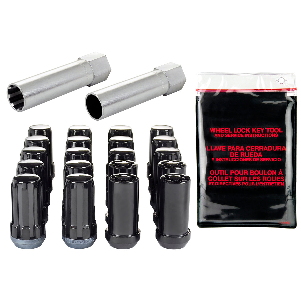 McGard SplineDrive Tuner 5 Lug Install Kit w/Locks & Tool (Cone) 1/2-20 / 13/16 Hex / 1.6in. L - Blk - 65540BK