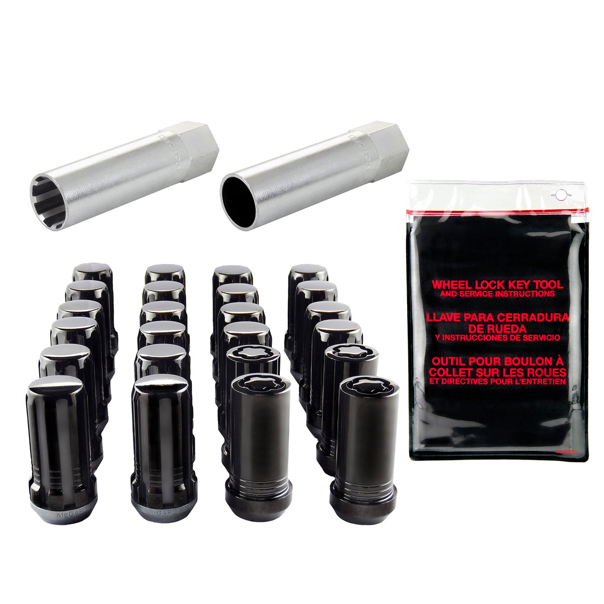 McGard SplineDrive Tuner 6 Lug Install Kit w/Locks & Tool (Cone) M14X1.5 / 1in. Hex - Blk - 65610BK