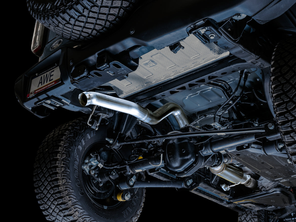 AWE Tuning 2021+ Ford Bronco 0FG Exhaust (No Tips) w/ Bash Guard - 3015-21000