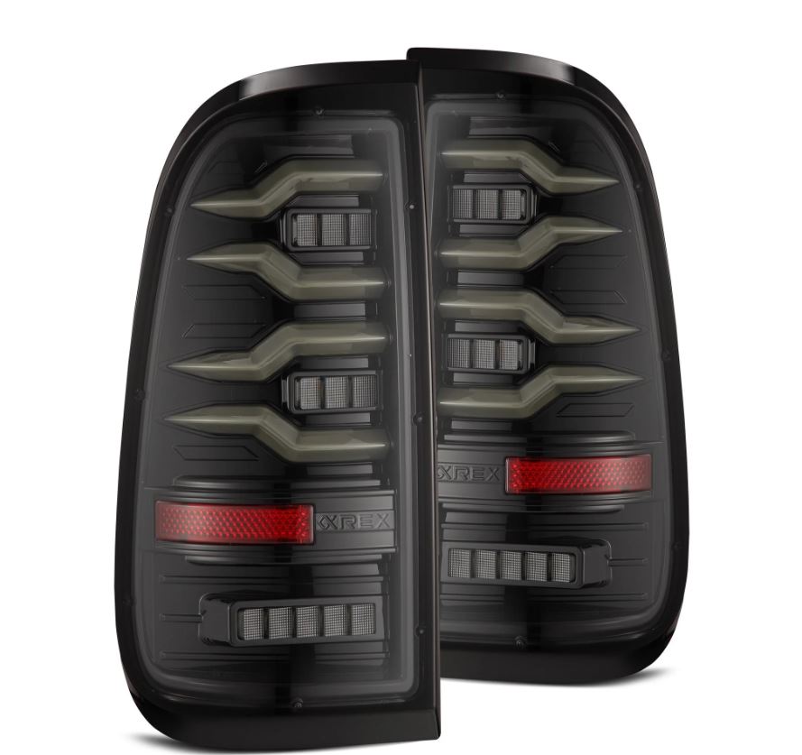 AlphaRex 97-03 Ford F150 / 99-16 Ford F250/F350/F450/F550 LUXX-Series LED Tail Lights - Alpha-Black - 658001
