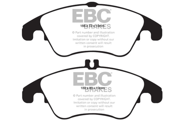 EBC 12+ Mercedes-Benz C250 Coupe 1.8 Turbo Sport Edition Greenstuff Front Brake Pads - DP21991 for 2010-2017 Mercedes Benz E
