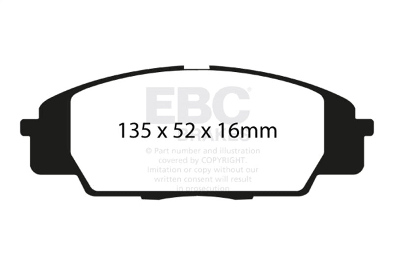 EBC 07-11 Acura CSX (Canada) 2.0 Type S Ultimax2 Front Brake Pads - UD829 for 2000-2009 Honda S2000 - installed view