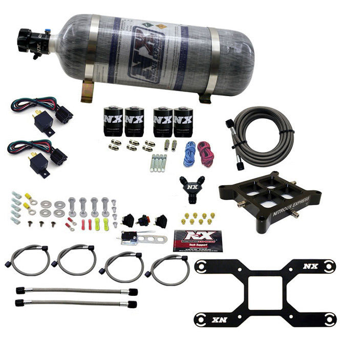Nitrous Express Dry Quad Stage Billet Crossbar Plate System 100-2000hp (4150Flange) w/12lb Bottle - 66442-12