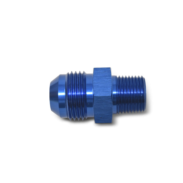 Russell Performance -8 AN to 1/2in NPT Straight Flare to Pipe (Blue) - 660490 - front view