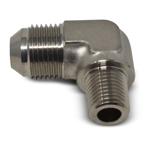 Russell Performance -8 AN to 1/4in NPT 90 Degree Flare to Pipe Adapter (Endura) - 660851 - front view