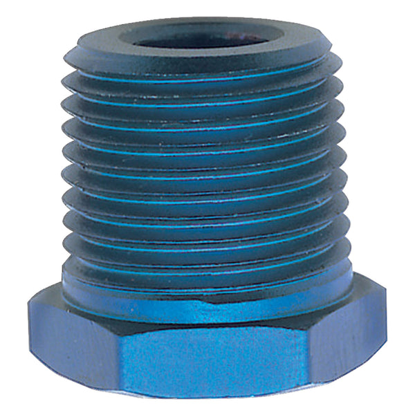 Russell Performance 3/4in Male to 3/8in Female Pipe Bushing Reducer (Blue) - 661630 - front view