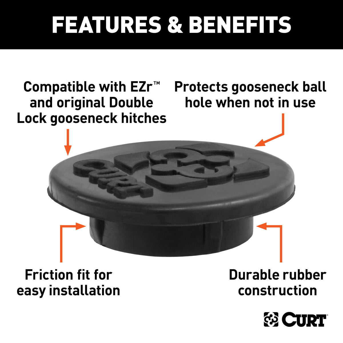 CURT 66165 Replacement Black Rubber Gooseneck Hitch Cover