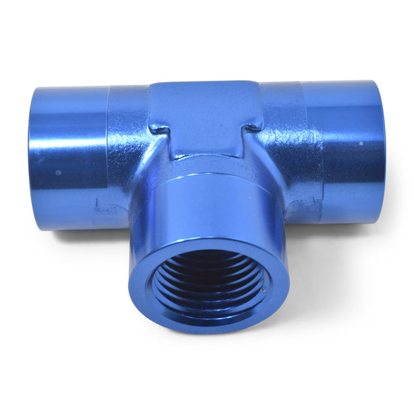 Russell Performance 1/8in Female Pipe Tee Fitting (Blue) - 661710 - front view