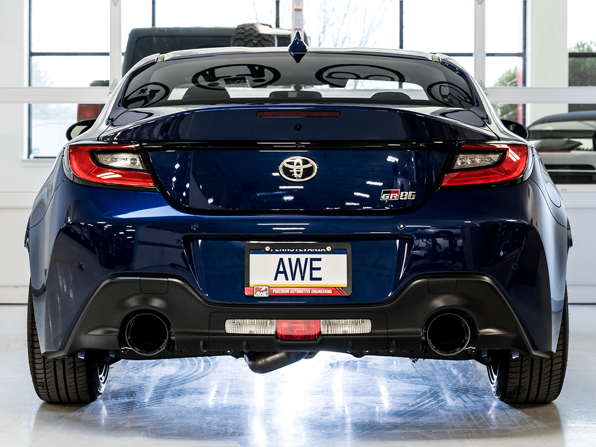 AWE Subaru BRZ/ Toyota GR86/ Toyota 86 Touring Edition Cat-Back Exhaust- Diamond Black Tips - 3015-33486