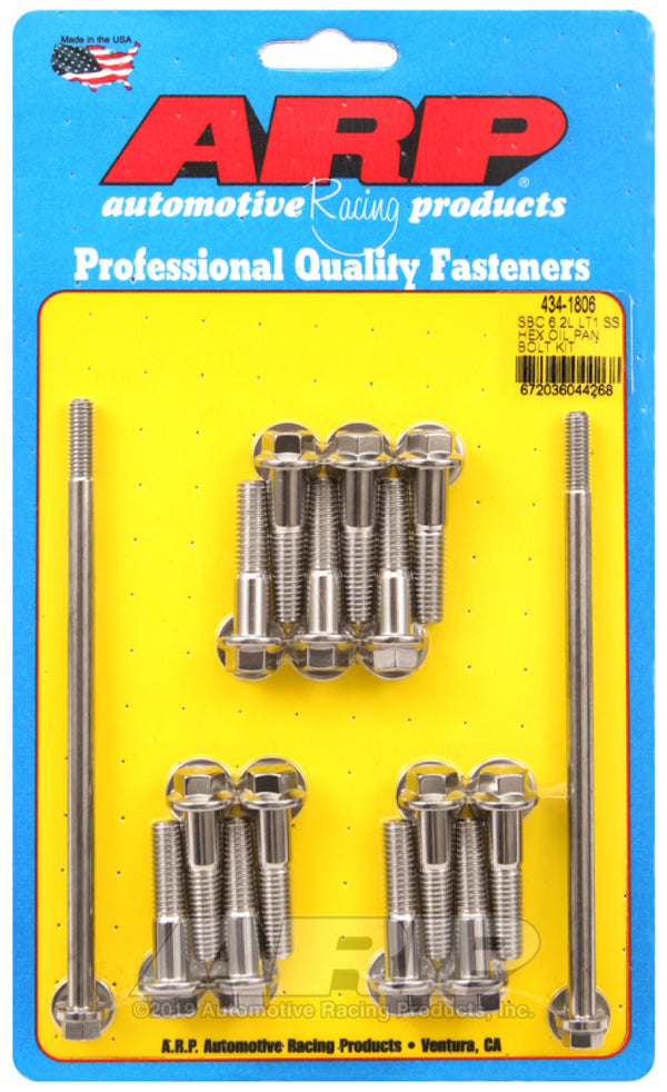 ARP Chevy LT1 6.2L Oil Pan Hex Stainless Steel Bolt Kit - 434-1806 by ARP