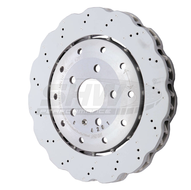 SHW 14-20 Audi R8 5.2L (Excl Ceramic Brake) Rear Drill-Dimp Lightweight Wavy Brake Rotor(4S0615601B) - ARX48211 for 2014-2023