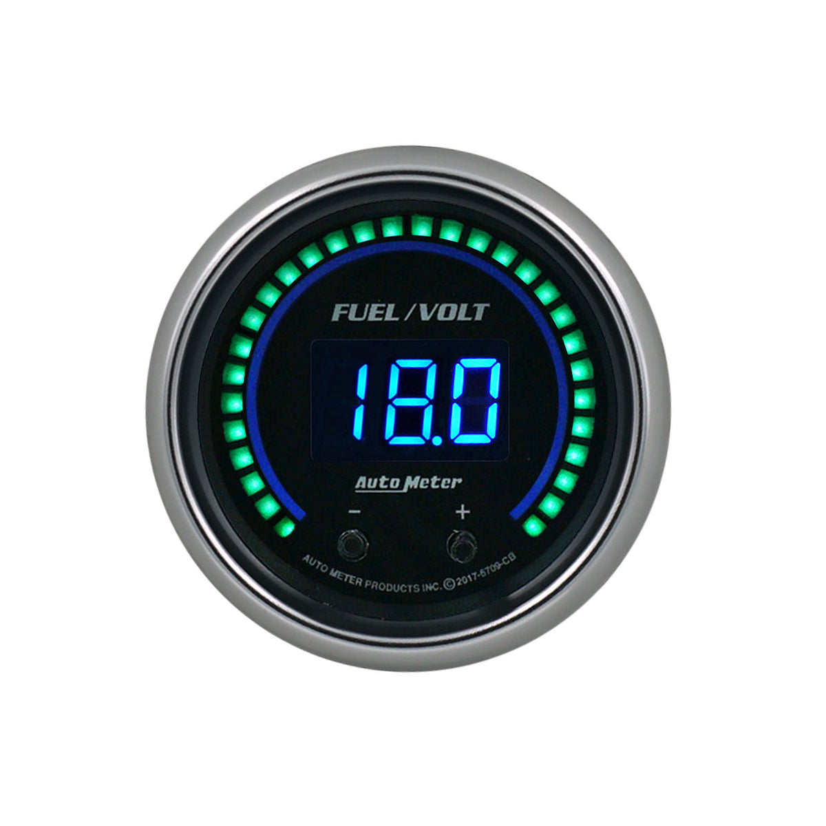 Autometer 52.4mm Black Switchable 0-100 Fuel Level / 8-18V Voltmeter Cobalt Elite Digital Gauge - 6709-CB