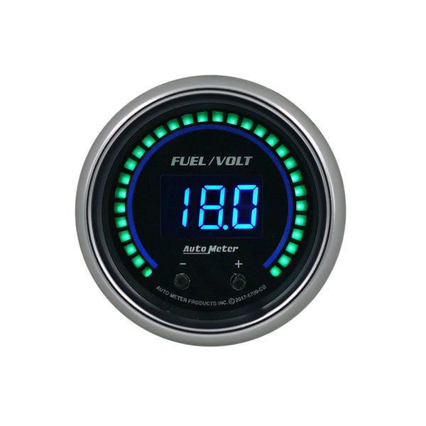 Autometer 52.4mm Black Switchable 0-100 Fuel Level / 8-18V Voltmeter Cobalt Elite Digital Gauge - 6709-CB