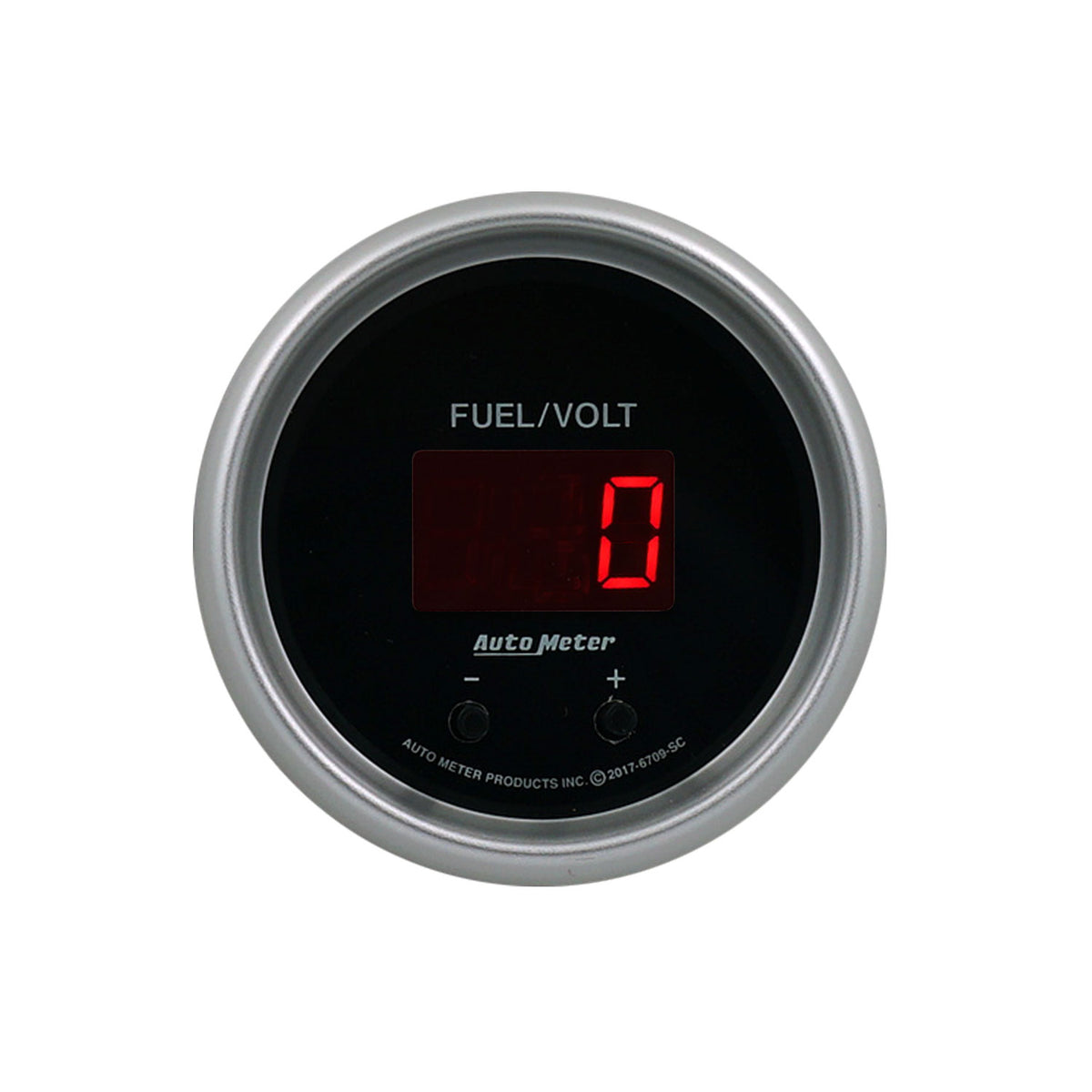 Autometer 52.4mm Black Switchable 0-100 Fuel Level / 8-18V Voltmeter Sport-Comp Elite Digital Gauge - 6709-SC