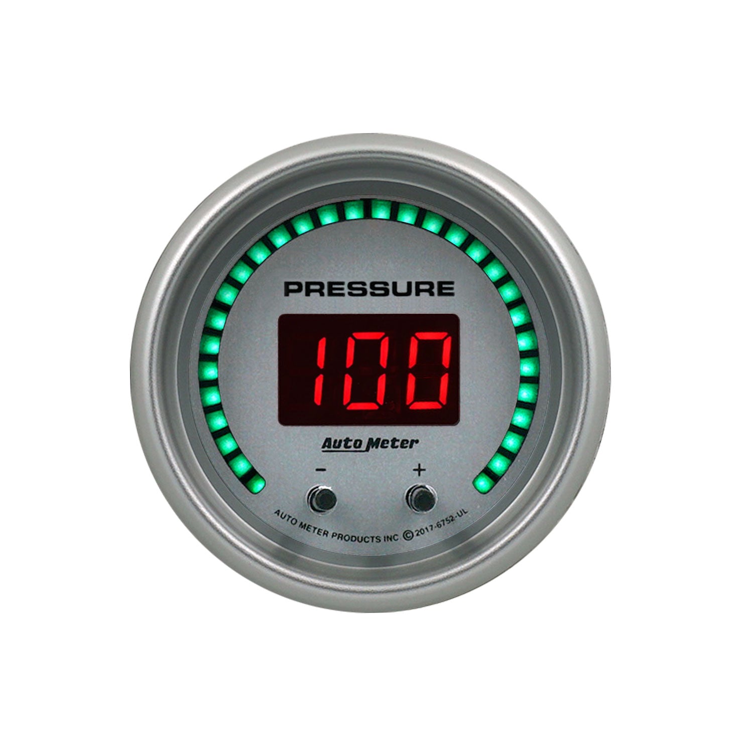 Autometer 52.4mm Silver Switchable 0-1600 PSI/0-110 BAR Fluid Pressure UltraLite Elite Digital Gauge - 6752-UL