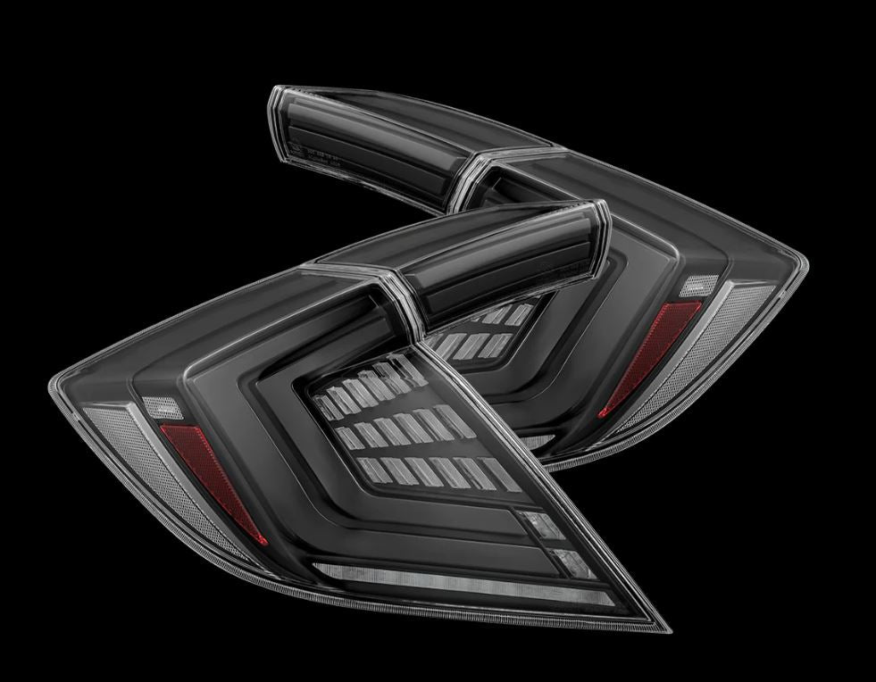 AlphaRex 16-21 Honda Civic Hatchback/ Type-R FK8 Nova-Series LED Tail Lights (Pair) - Alpha Black - 676000