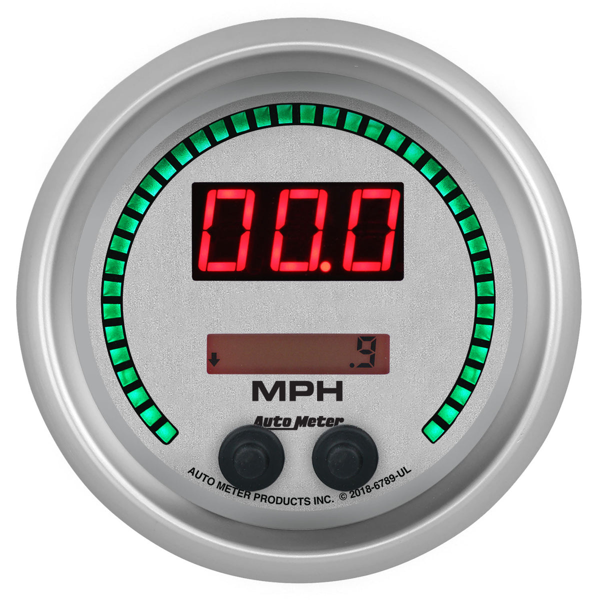 Autometer 85.7mm Silver Switchable 260 MPH / 260 KM/H Speedometer Ultra-Lite Elite Digital Gauge - 6789-UL