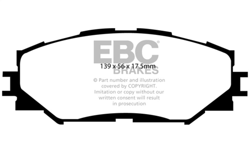 EBC 09-10 Pontiac Vibe 1.8 Ultimax2 Rear Brake Pads - UD1354 for 2009-2022 Toyota Corolla - front view