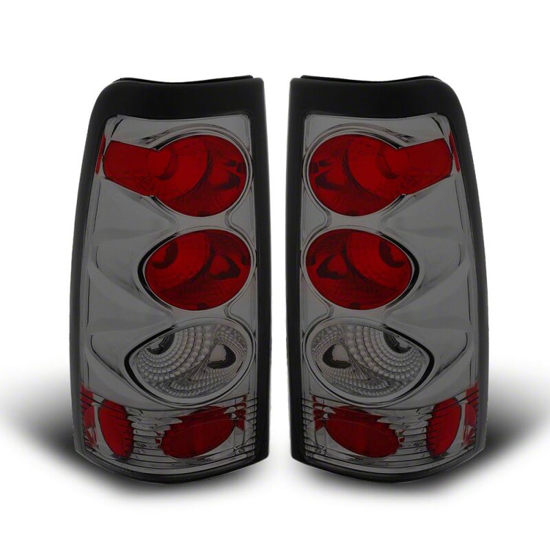 Raxiom 99-02 Chevrolet Silverado 1500 Fleetside Axial Series Tail Lights- Black- Smoked Lens - S112742 - front view