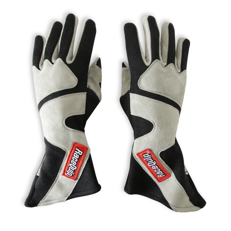 RaceQuip SFI-5 Gray/Black Small Long Angle Cut Glove - 358602RQP