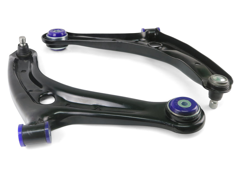 SuperPro 2011-2019 Ford Fiesta S Front Lower Control Arm Set w/ Bushings (+Caster) - TRC1069