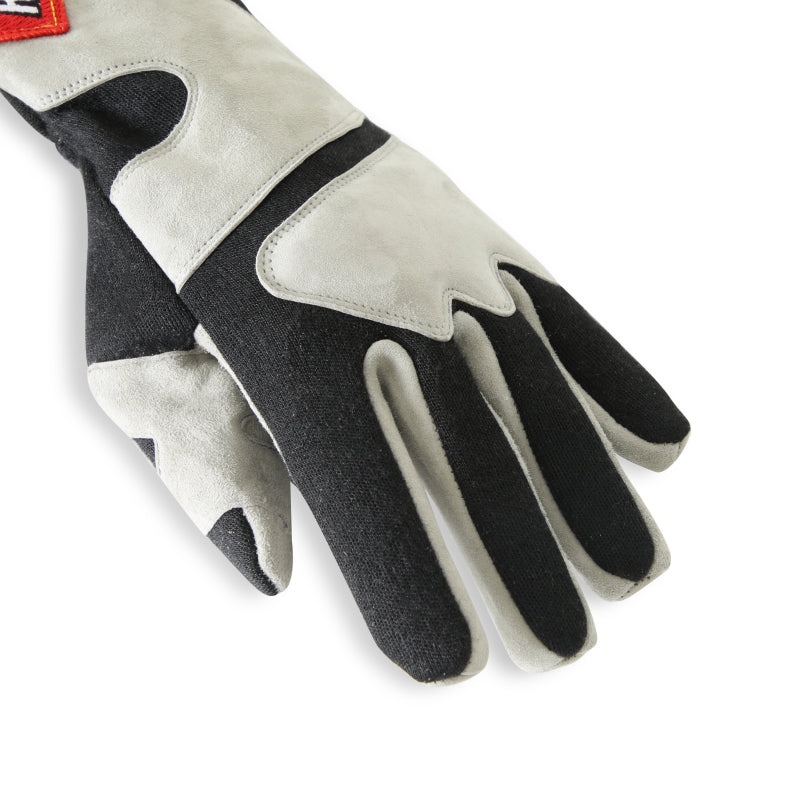 RaceQuip SFI-5 Gray/Black Small Long Angle Cut Glove - 358602RQP