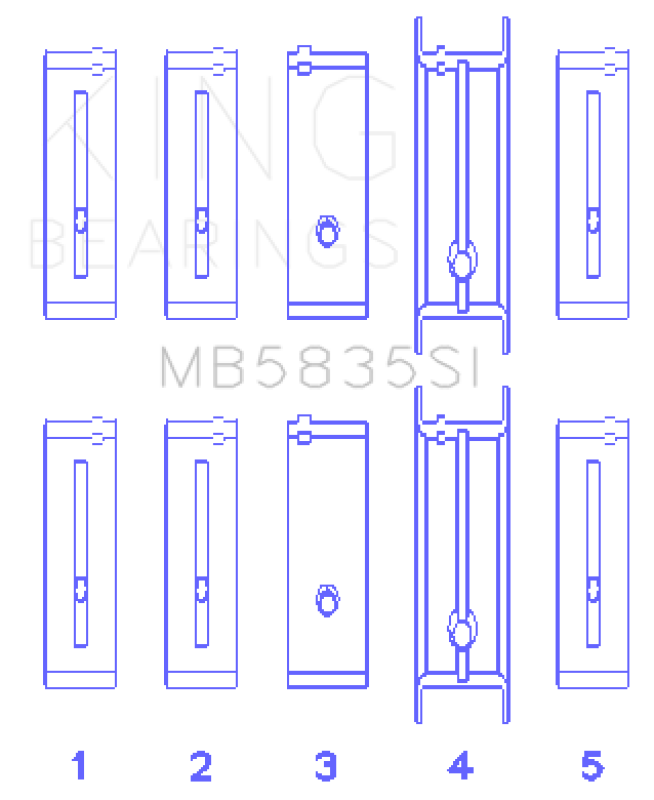 King Engine Bearings ChevrolET 121Ci/Ln2 134Ci +.002 (Size +0.50mm) Main Bearing Set - MB5835SI0.5