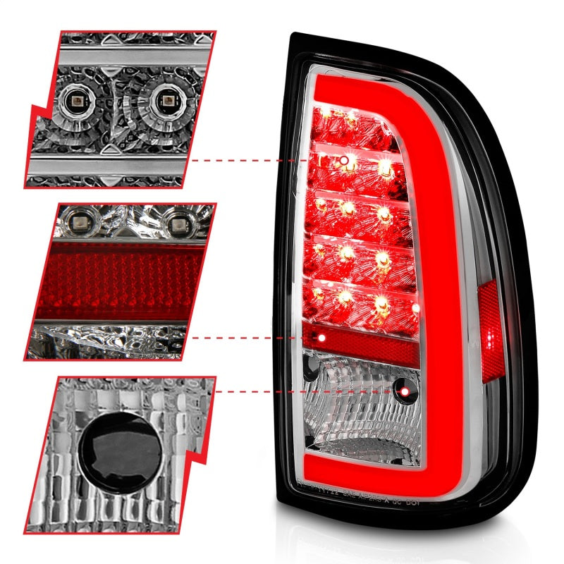 ANZO 00-06 Toyota Tundra LED Taillights w/ Light Bar Chrome Housing Clear Lens - 311413